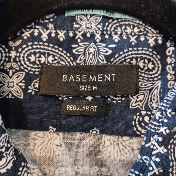 Size S & M Basement Mens Dress Casual Short Sleeve Regular Fit NWO Cotton/ Linen - Picture 6 of 7